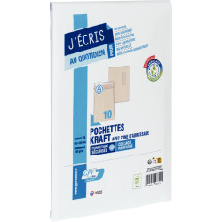 Paquet de 10 pochettes kraft 162x229mm 85g bande siliconée avec zone d