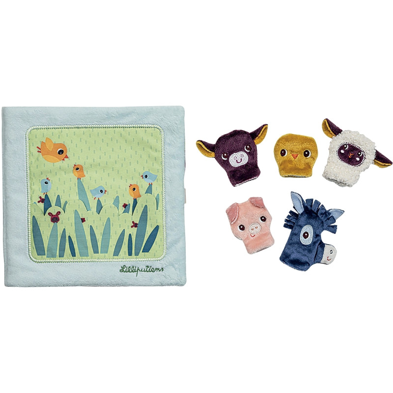 Livre bébés à la ferme + 5 marionnettes LILLIPUTIENS
