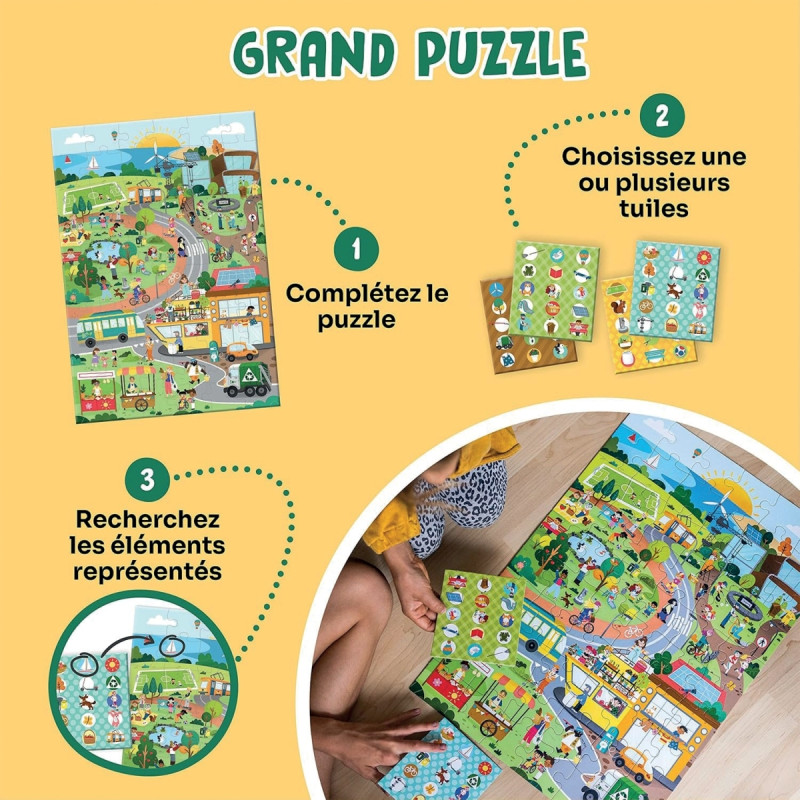 Puzzle d'observation 60 pièces, la ville verte