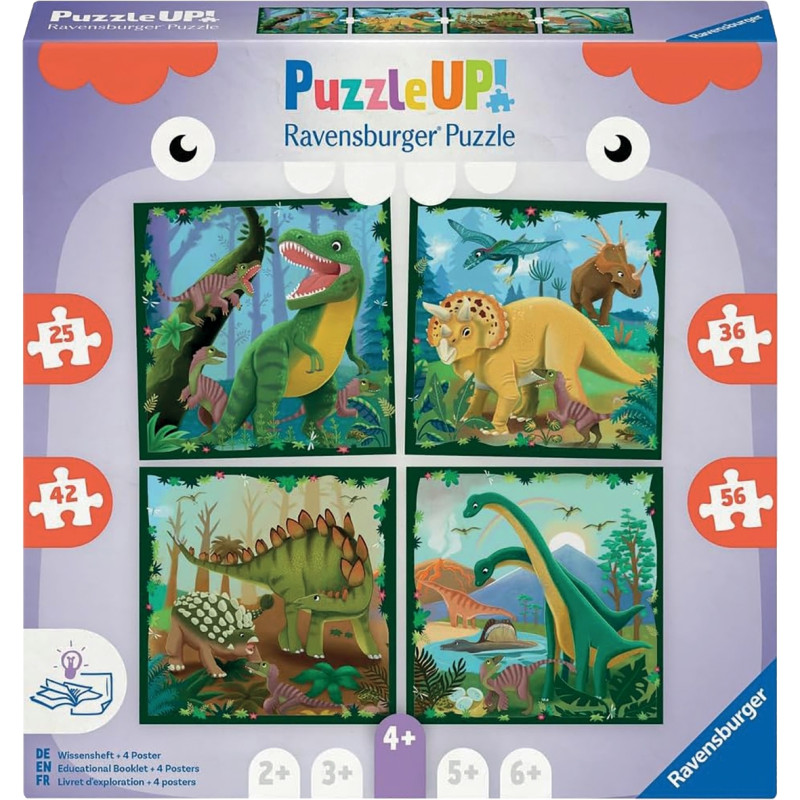 Boite de 4 puzzles UP progressifs, les dinosaures