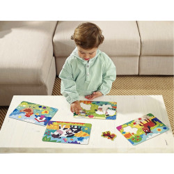 Boite de 4 puzzles progressifs, les animaux de la ferme