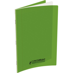 Piqûre 48 pages CONQUERANT, A4, seyès, couv PP vert