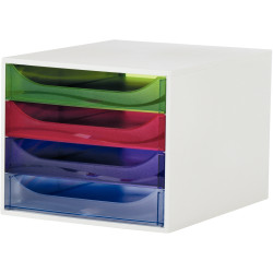 Module 4 tiroirs ECOBOX gris/arlequin