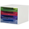Module 4 tiroirs ECOBOX gris/arlequin