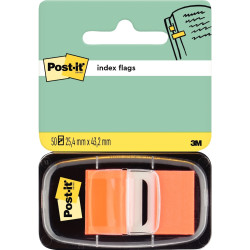 Carte de 50 index post-it repositionnables format 25,4 x 43 mm orange