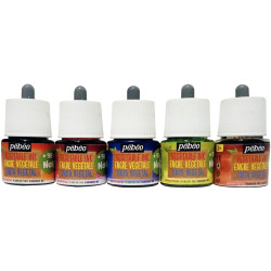 Set de 5 Flacons 45ml d'encre à dessiner végétale, couleurs secondaire