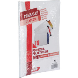 Paquet de 10 pochettes Polyéthylène 310x410 bande siliconée