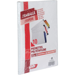 Paquet de 10 pochettes Polyéthylène 360x485 bande siliconée