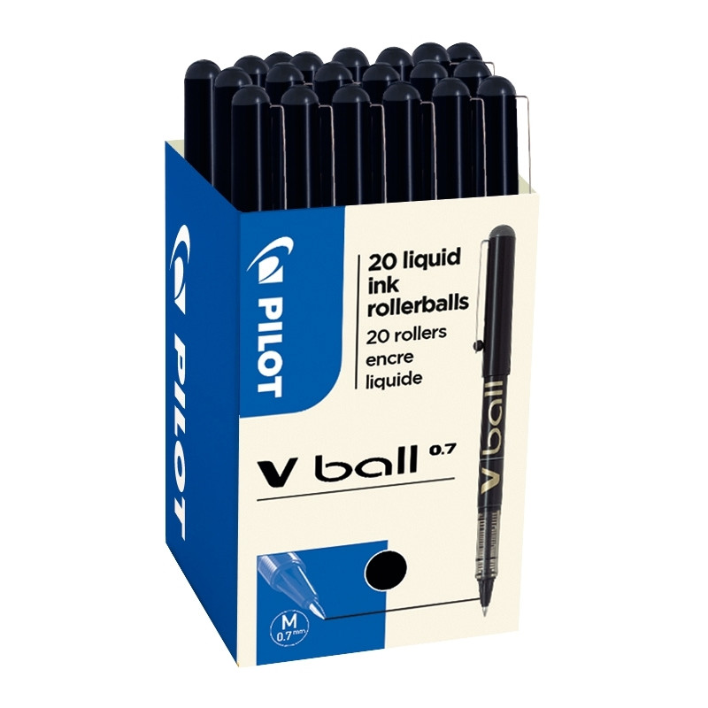 Pack de 20 rollers V-Ball 0,7mm noirs dont 4 offerts