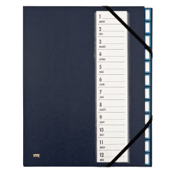 Trieur couverture plastifiée avec élastiques 12 compartiments coloris