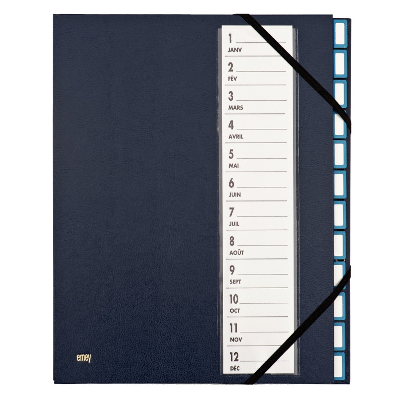 Trieur couverture plastifiée avec élastiques 12 compartiments coloris