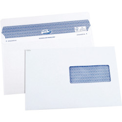 Boite de 100 enveloppes blanches 162x229mm 90g autocollante fenêtre 45