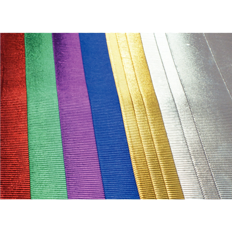 Paquet de 10 feuilles de carton ondulé métalisé 1 face 25 x 35 cm