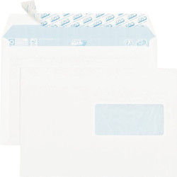 Paquet de 70 enveloppes blanches 162x229mm 80g bande siliconée fenêtre