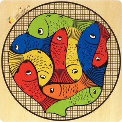 Encastrement casse-tête en bois, les poissons