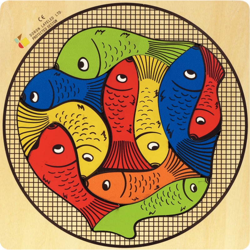 Encastrement casse-tête en bois, les poissons