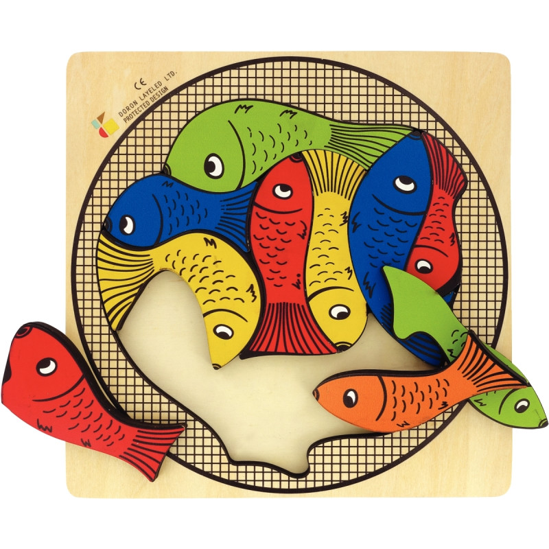Encastrement casse-tête en bois, les poissons