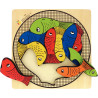 Encastrement casse-tête en bois, les poissons