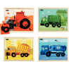Lot de 4 puzzles, les engins en couleurs