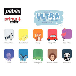 Lot de 10 Flacons 150 ml de gouache liquide ultra lavable Primacolor