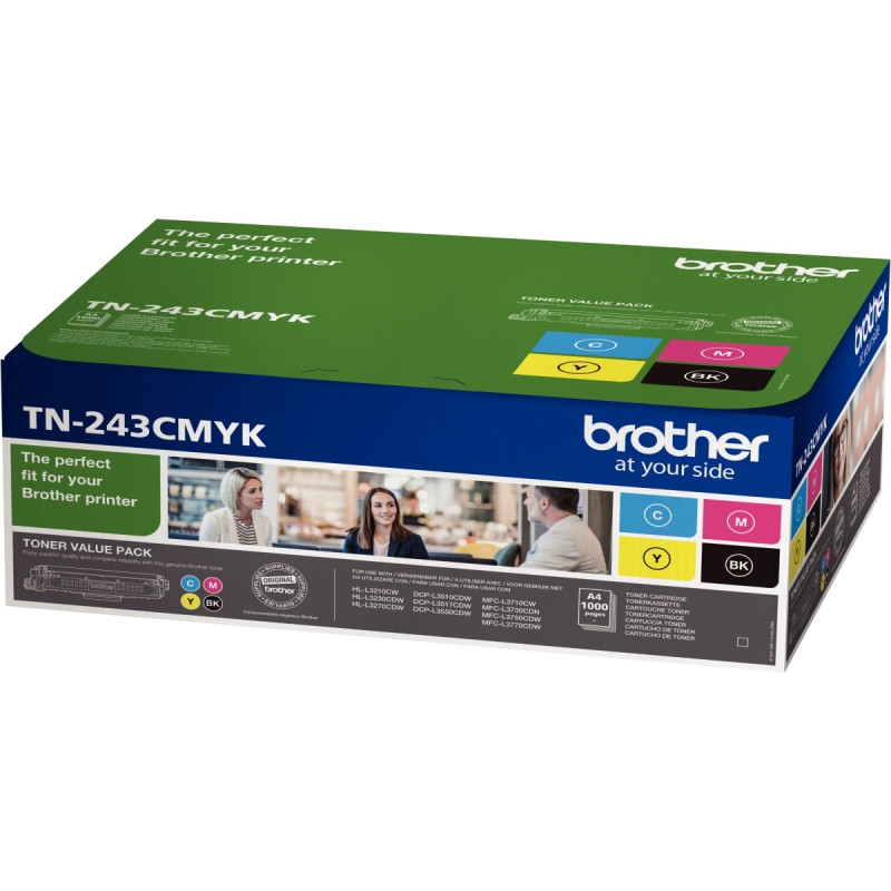 Brother TN243CMYK pack de 4 toners laser noire, cyan, magenta et jaune
