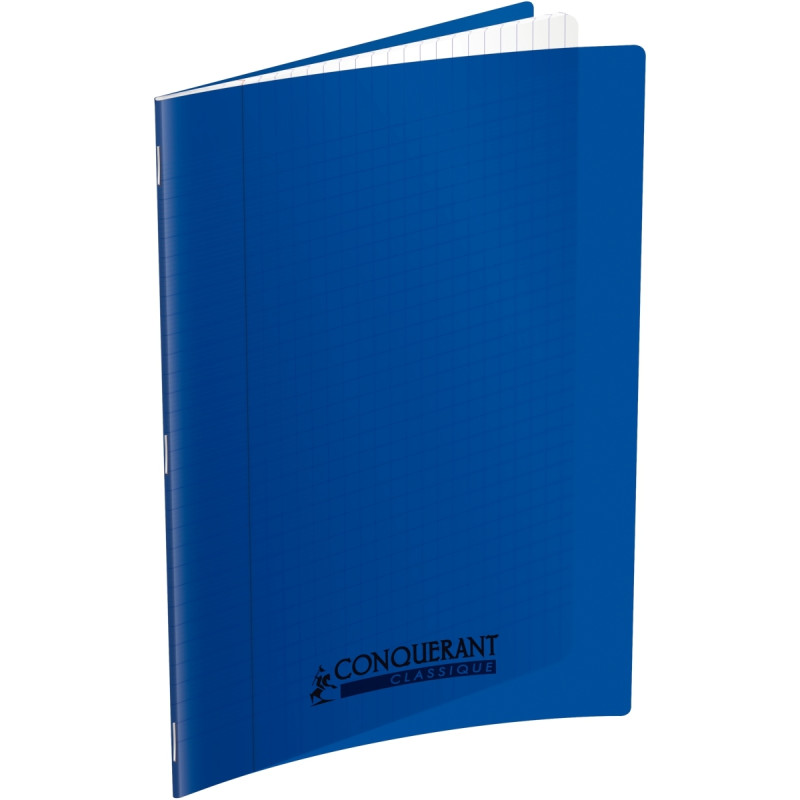 Piqûre 140 pages CONQUERANT, A4, seyès, couv PP bleu