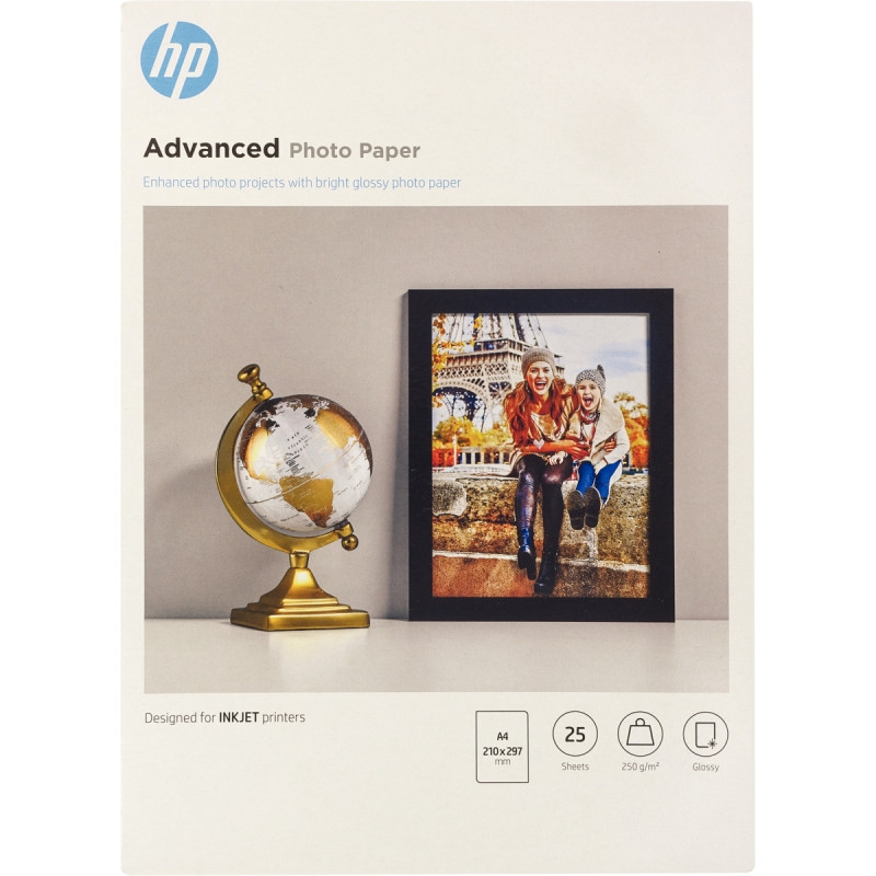Paquet de 25 feuilles de papier photo brillant marque HP Q5456A format