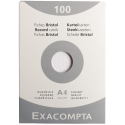 Etui de 100 fiches bristol non perforées carte forte 205 g blanc quadr