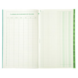 Piqûre échéancier de 72 pages format 32 x 19,5 cm