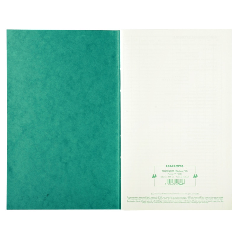 Piqûre échéancier de 72 pages format 32 x 19,5 cm
