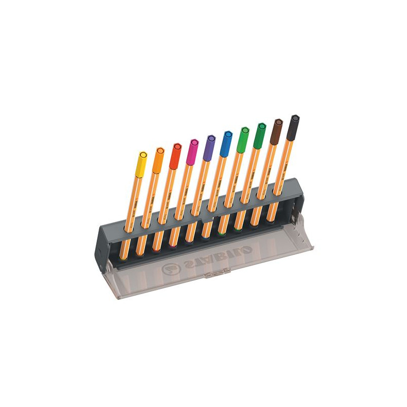 Stylo-feutre pointe fine Stabilo Point 88 - Click box de 10 stylos-feu