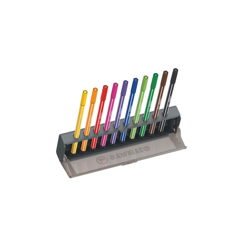Stylo-feutre pointe moyenne Stabilo Point 68 - Click box de 10 stylos-