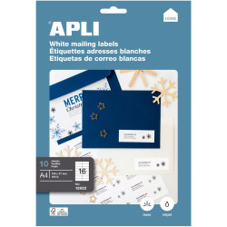 Pochette de 160 étiquettes coins droits multi-usages blanc 105x37mm