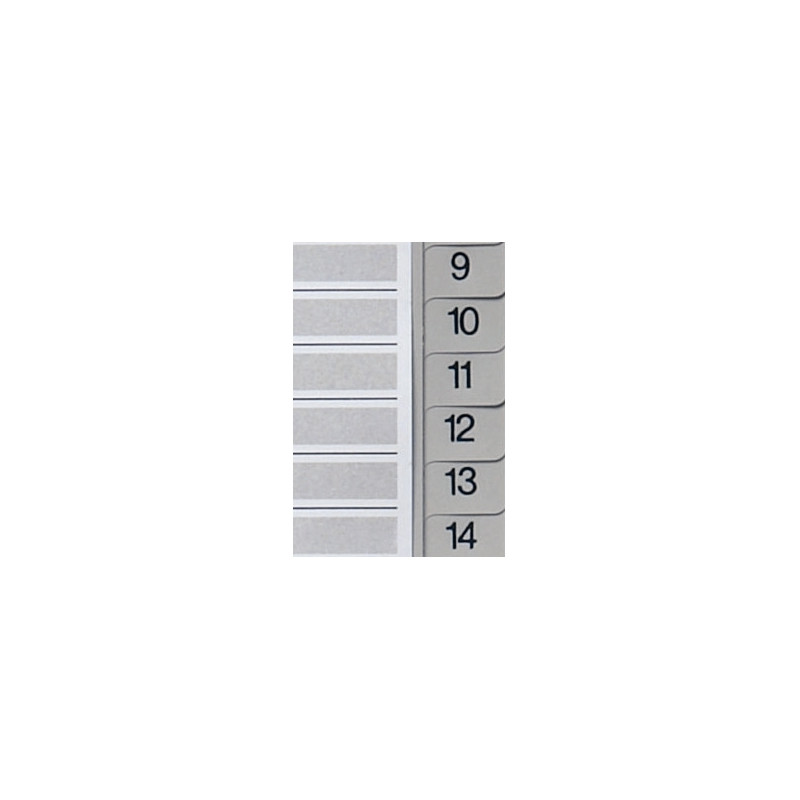 Jeu de 31 intercalaires numériques en polypropylène gris, format A4