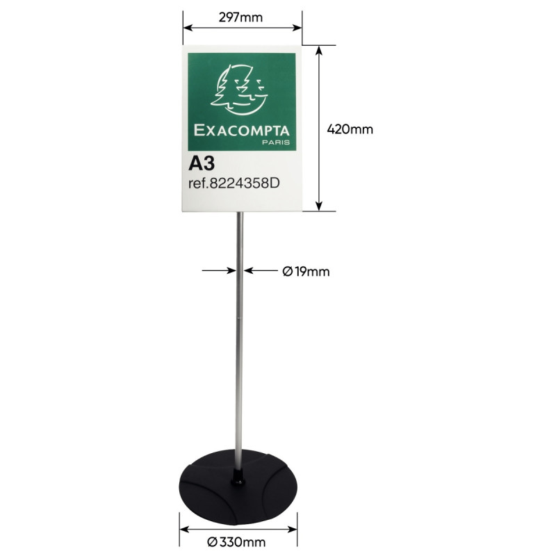 Porte-affiches sur pied en aluminium vertical 297x420mm