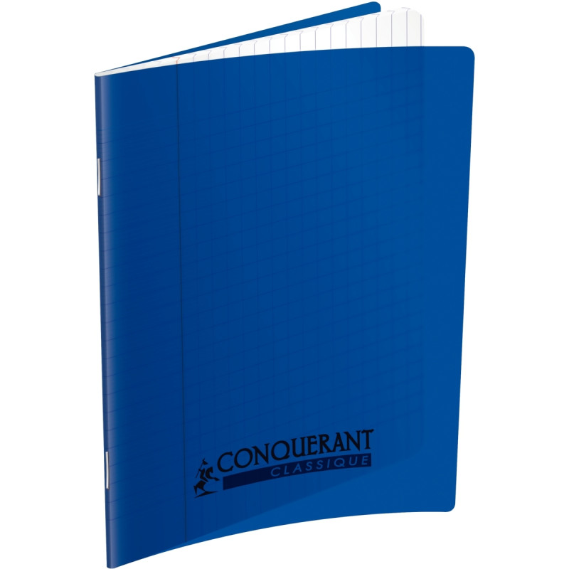 Piqûre 140 pages CONQUERANT, 17x22 cm, seyès, couv PP bleu