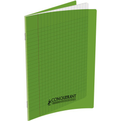 Piqûre 140 pages CONQUERANT, A4, seyès, couv PP vert