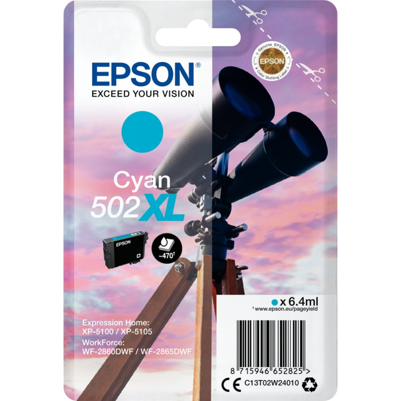 Epson JUMELLES / 502XL cartouche jet d'encre cyan haute capacité authe
