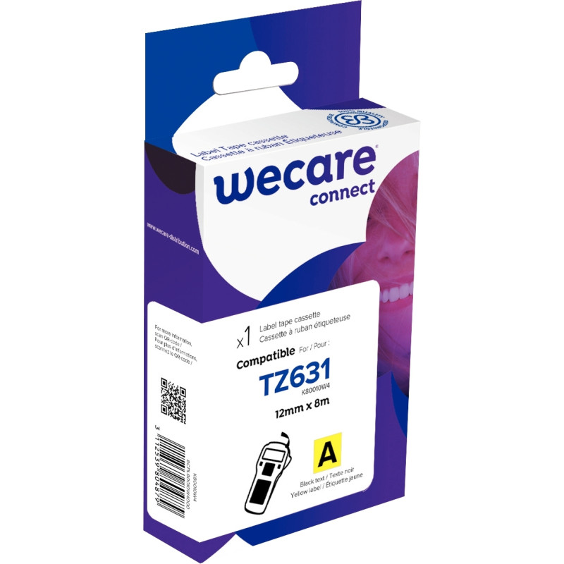 Ruban TZE 631 noir sur jaune 12 mm x 8 m compatible