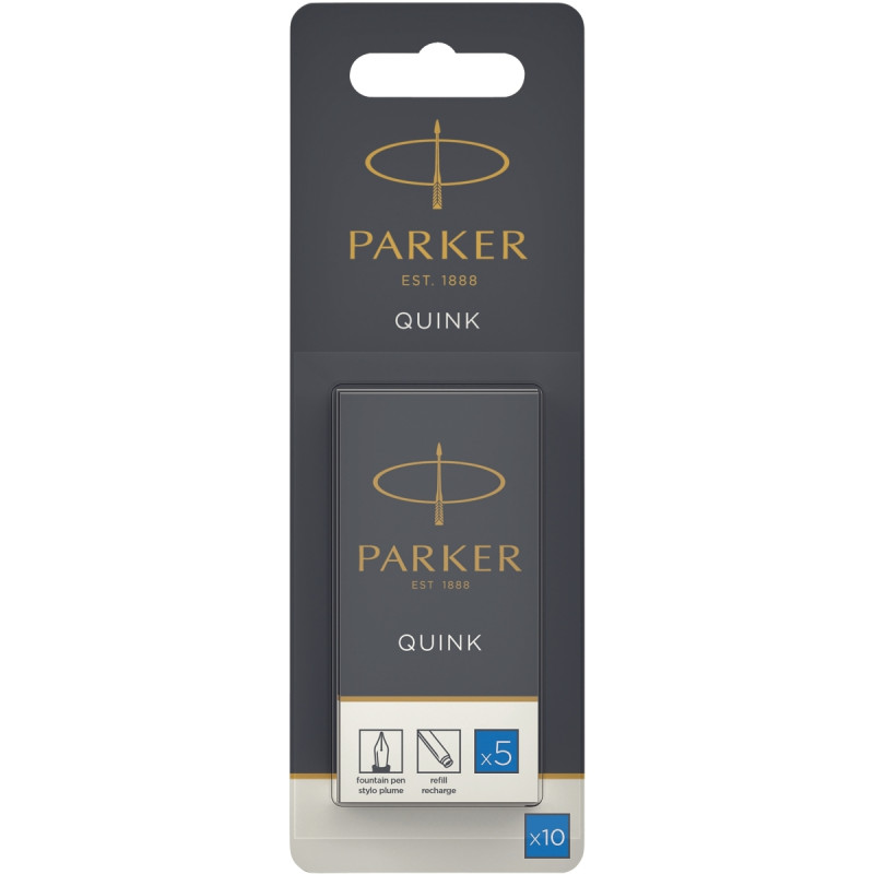 Blister de 10 cartouches longues Quink bleues