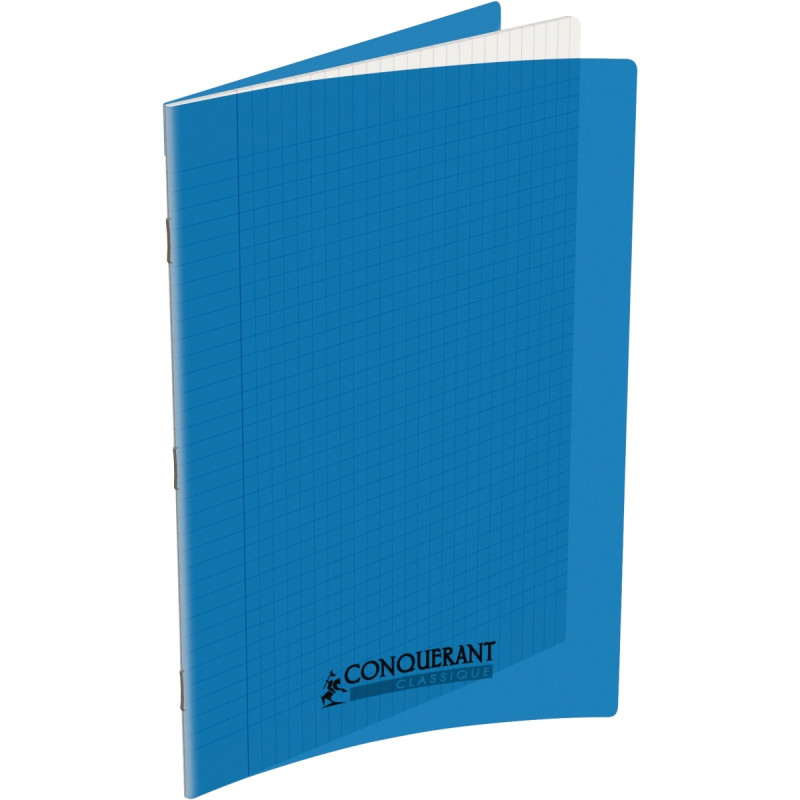 Piqûre 48 pages CONQUERANT, A4, seyès, couv PP bleu