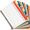Jeu de 20 intercalaires alphabétiques en polypropylène coloré, format