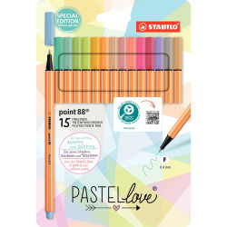 Blister de 15 feutres Point 88 pastels