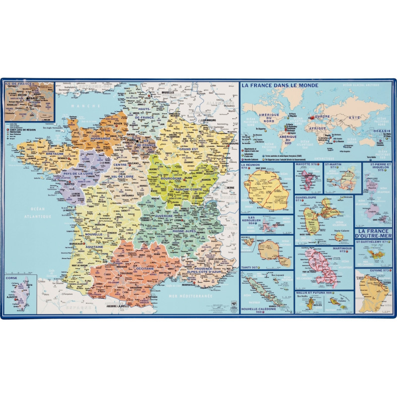 Sous-mains carte France et Dom-Tom