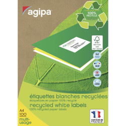 Boîte de 1400 étiquettes multi-usages blanches recyclées 105x42,4mm