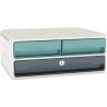 Module 3 tiroirs MOOVUP gris/vert d'eau