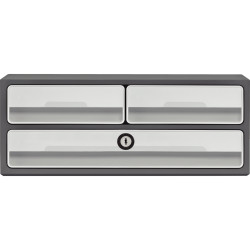 Module 3 tiroirs MOOVUP gris foncé/gris clair