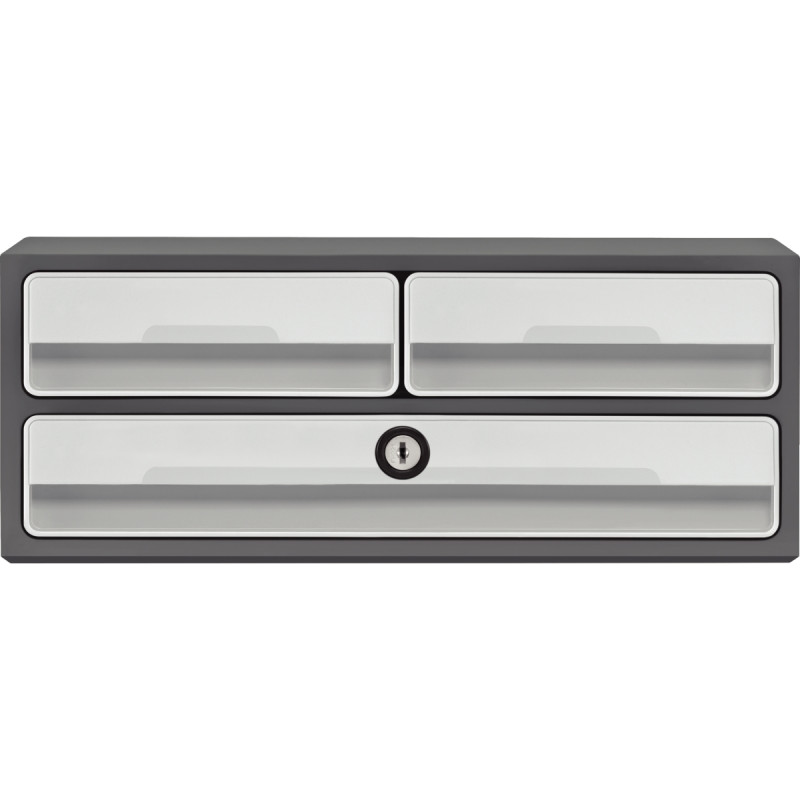 Module 3 tiroirs MOOVUP gris foncé/gris clair