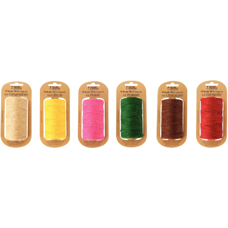 Lot de 6 bobines de fil de jute 100m x 2mm
