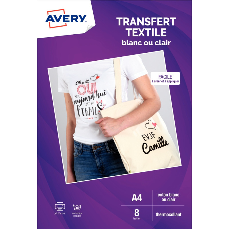 Paquet de 8 transferts 210x297mm textile